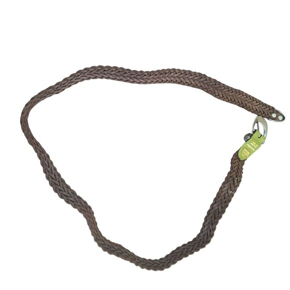 Capezio Vintage Green Leather Braided Belt XXL Chrome Buckle Argentina 2X - Picture 10 of 16